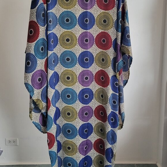 Aya de Cauville African Geometric Print Kimono Maxi Dress (One Size) - Picture 10 of 15